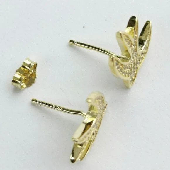 Swallow bird Stud earrings In 14k Gold over Sterling... - Picture 4 of 7